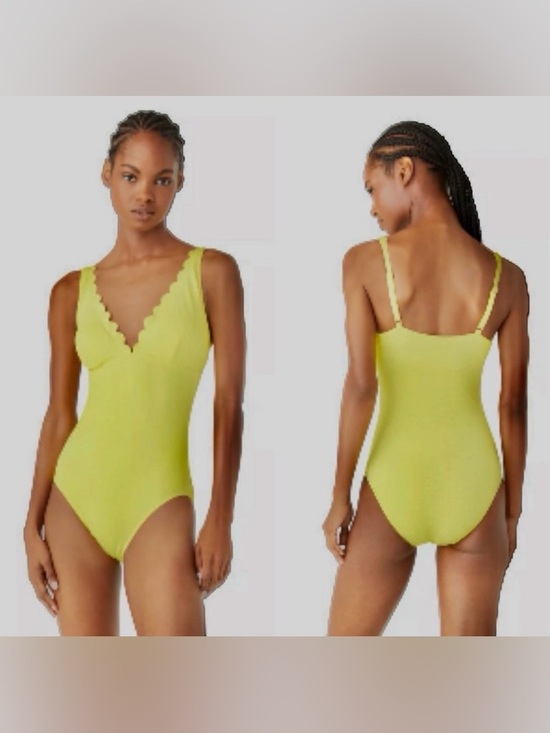 kate spade Other - NWT [kate spade] Scalloped Plunge One Piece Swimsuit Cadmium Yellow Women’s XS